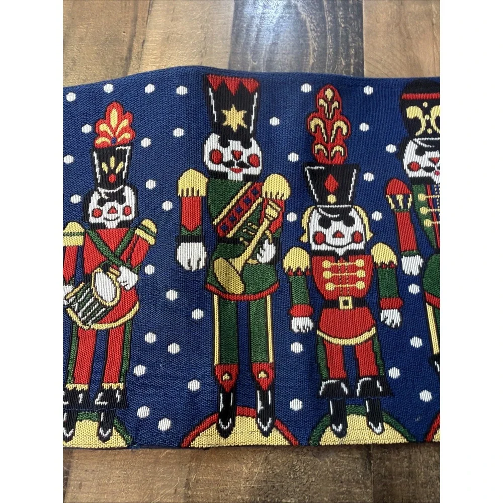 Vintage‎ Nutcracker Tapestry Christmas Table Runner Navy Blue Toy Soldier 12x54